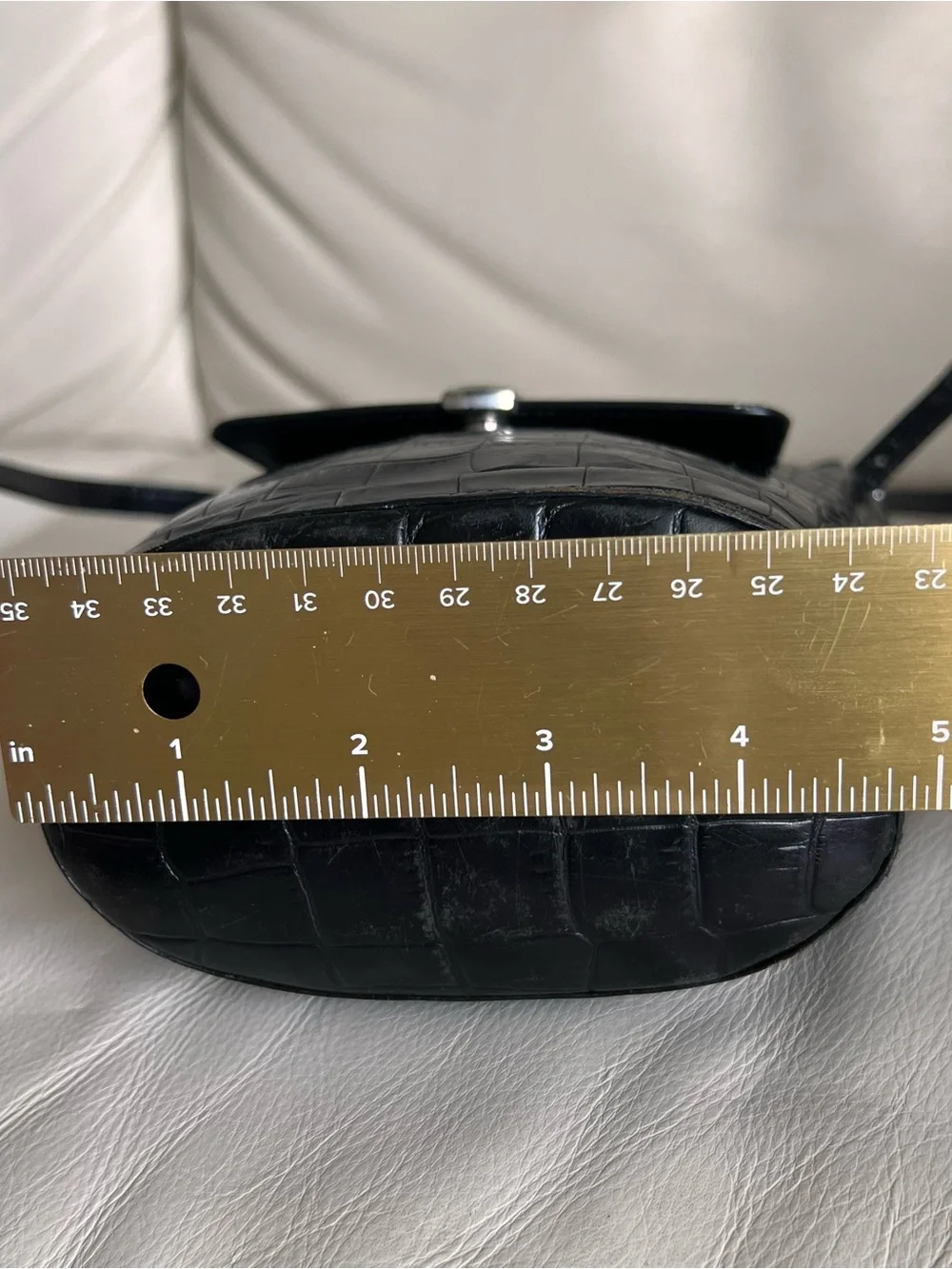 Lauren Ralph Lauren Black Croc-Embossed Leather Shoulder Crossbody Bag